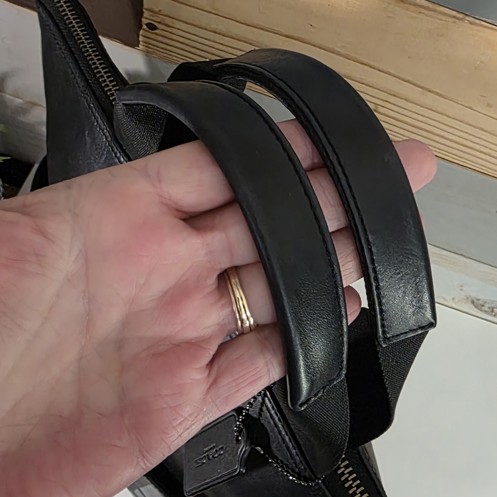 Coach Black Plaid Leather & Canvas Tote - Picture 13 of 16